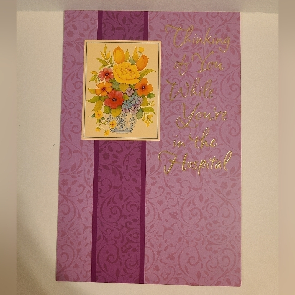 Vintage Tender Thoughts Purple & Gold Theme Get Well Card - New